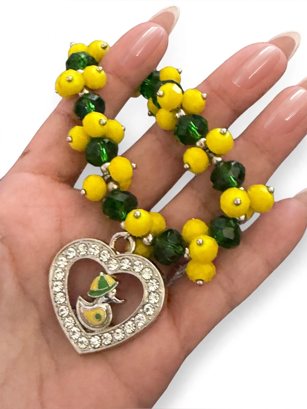 New Women’s Bracelet, U of O Heart Crystal Charm, Unisex, university of Oregon